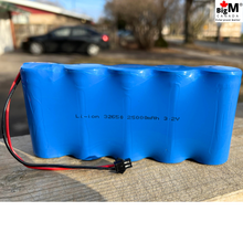 Load image into Gallery viewer, BigM 3.2V 32650 25000mAH lithium ion rechargeable battery pack  has a Length 160mm (6.25 inches) X Width 70mm (2.76 inches)
