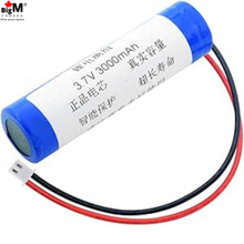Load image into Gallery viewer, BigM 3.7V 3000mAh  rechargeable 18650 battery with wire connector has high storage capacity and easy to install for DIY projects
