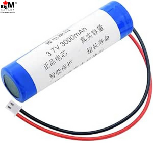 BigM 3.7V 3000mAh  rechargeable 18650 battery with wire connector has high storage capacity and easy to install for DIY projects