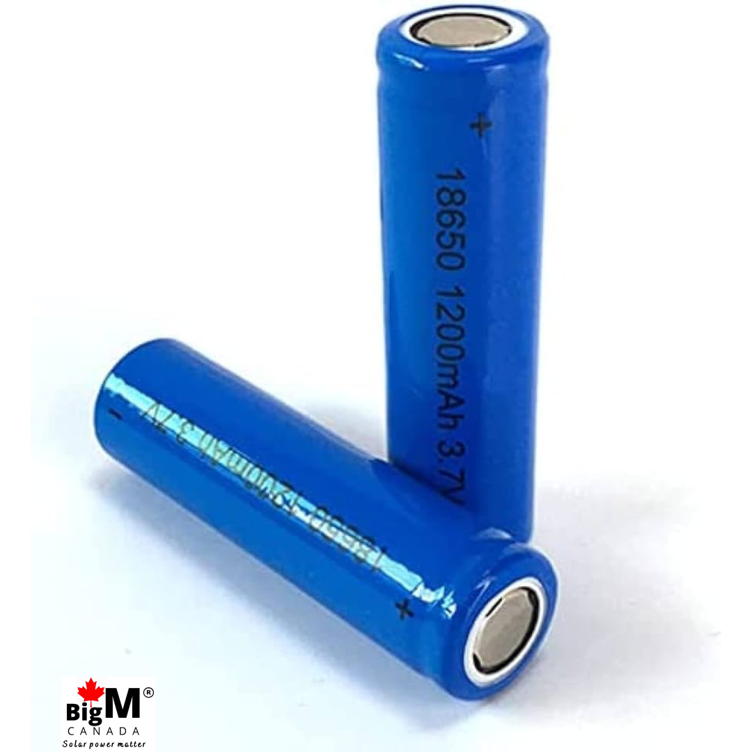 Image of 2 units of 3.7v 18650 Rechargeable Batter 1200mAh flat top