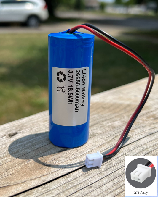BigM 3.7V 26650 lithium-ion rechargeable battery 5000mAh with 2-pin plug connector for solar lights and electronics