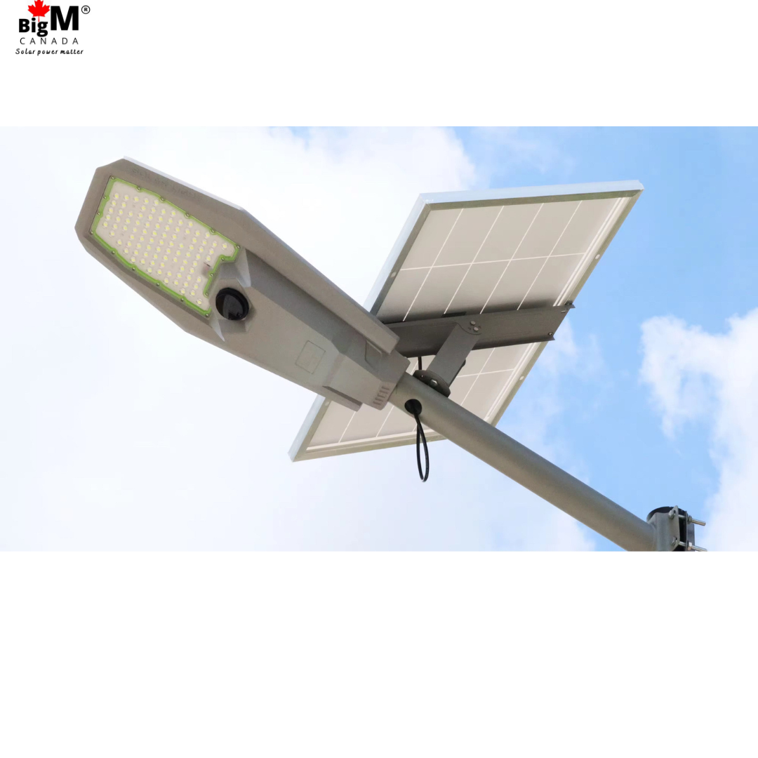 BigM 600W aluminum solar street light has a high capacity 60 AH built in battery pack 