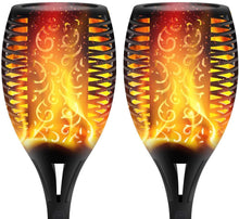 Cargar imagen en el visor de la galería, Image of 2 units of BigM 96 LED Bright Flickering Flame Solar Tiki Torch Lights that glowing like a real flame
