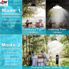Load image into Gallery viewer, different lighting mode of BigM dual headed 1200 lumens  bright solar indoor light for gazebos shades garages
