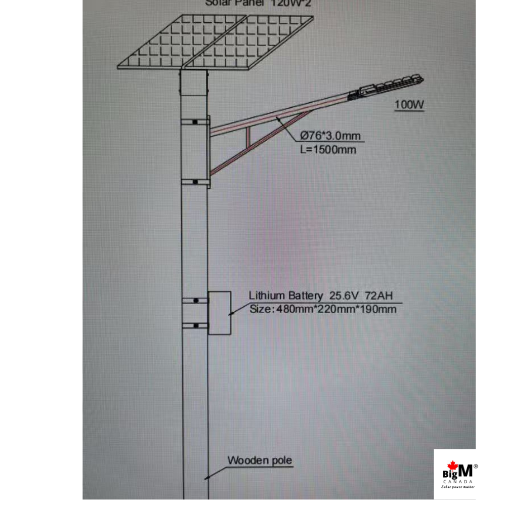 BigM Custom-Made Commercial Grade Solar Municipal Street Light for road authorities, industrial facilities