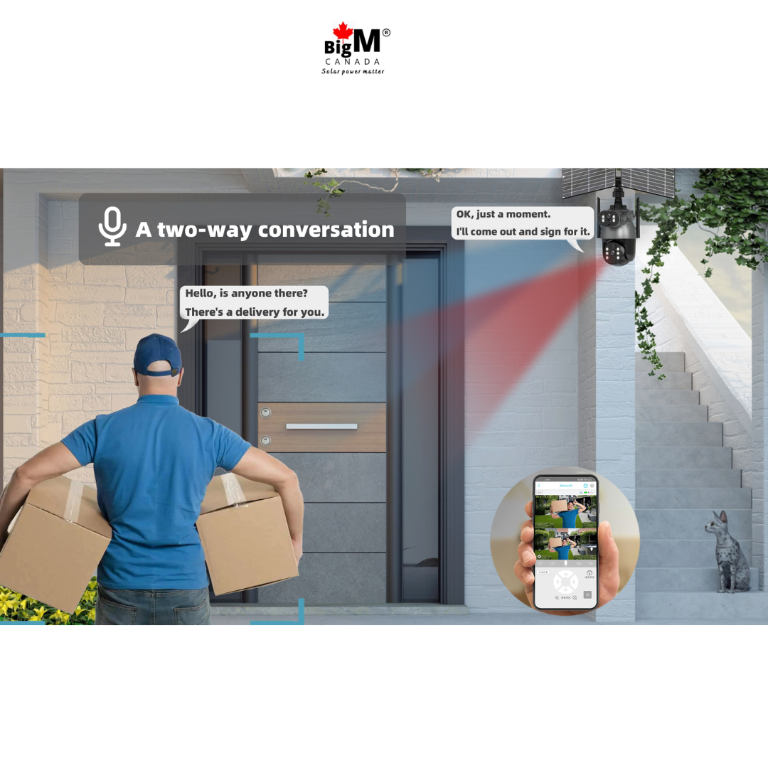 You can have a 2 way of communication with help of of BigM Solar dual lens PTZ Security Camera with Wi-Fi & 4G Option