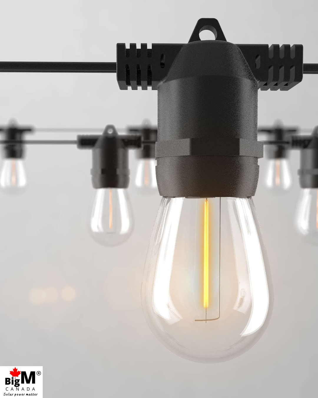 BigM 64 ft Solar Patio String Lights bulbs are rated IP65, the fixture resists rain, snow, and outdoor elements. Shatter-resistant bulbs and reinforced cabling ensure lasting wear