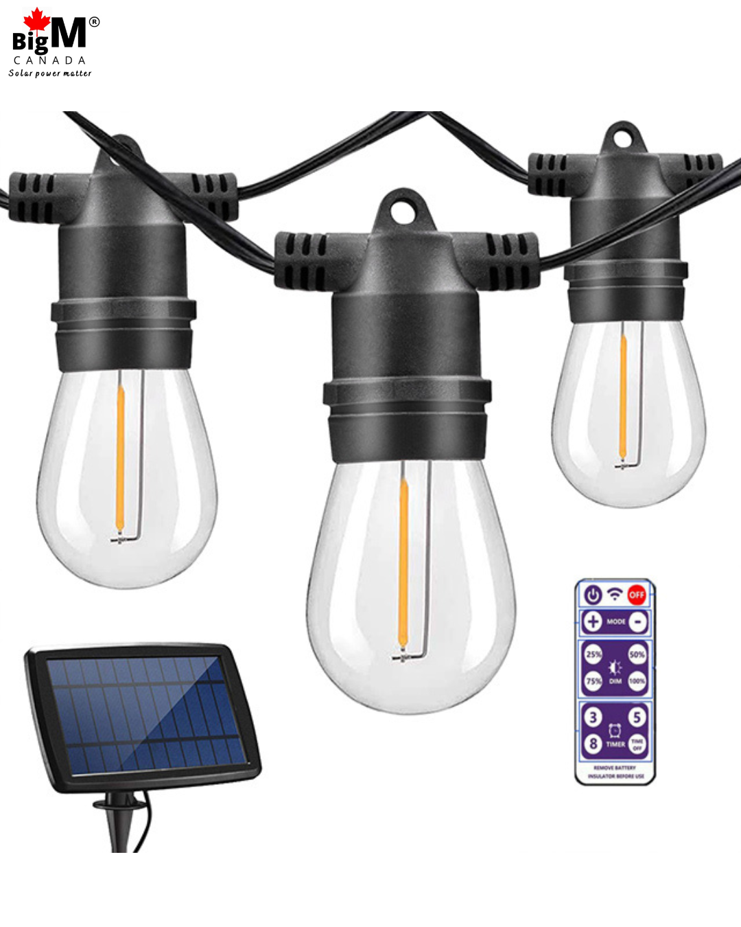 BigM 64 ft Solar Patio String Lights are easy to install
