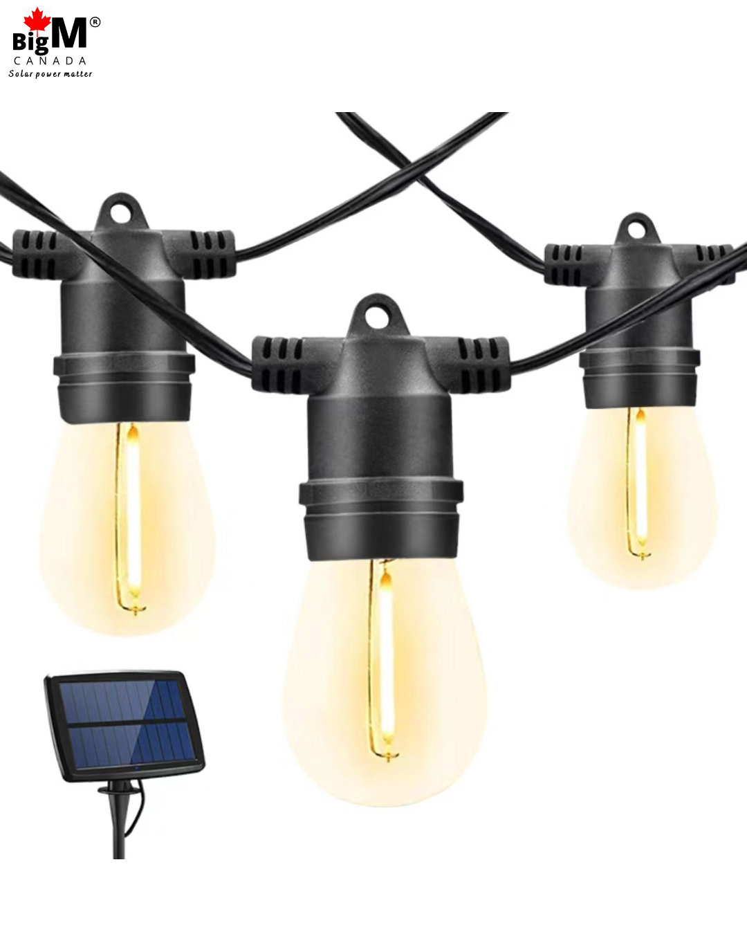BigM 64 ft Solar Patio String Lights generates soothing warm white colour