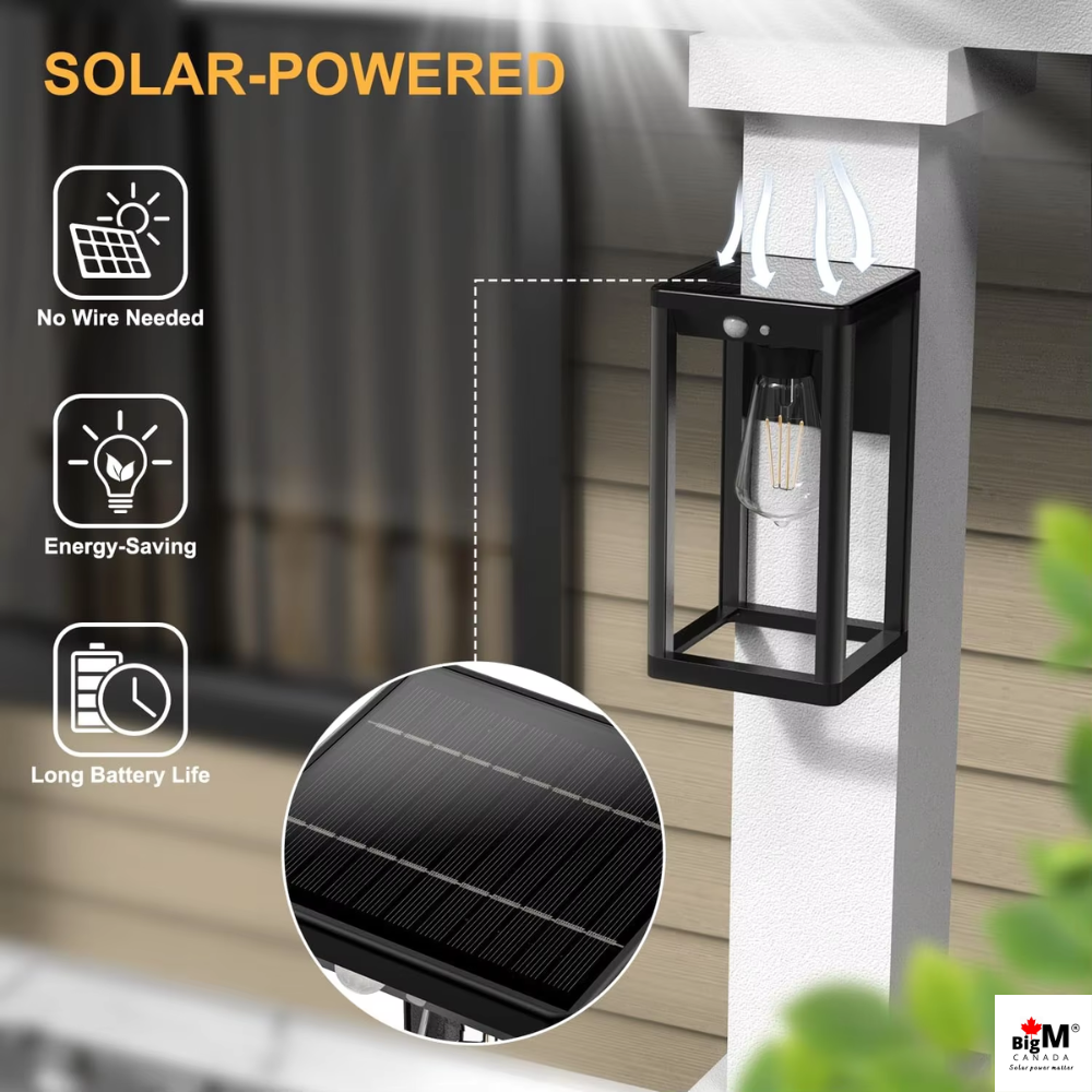 BigM Solar porch light with motion sensor and warm white colour temperature for outdoors