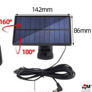 BigM 122 LED solar security motion sensor light has a adjustable solar panel and 15 ft extension cable