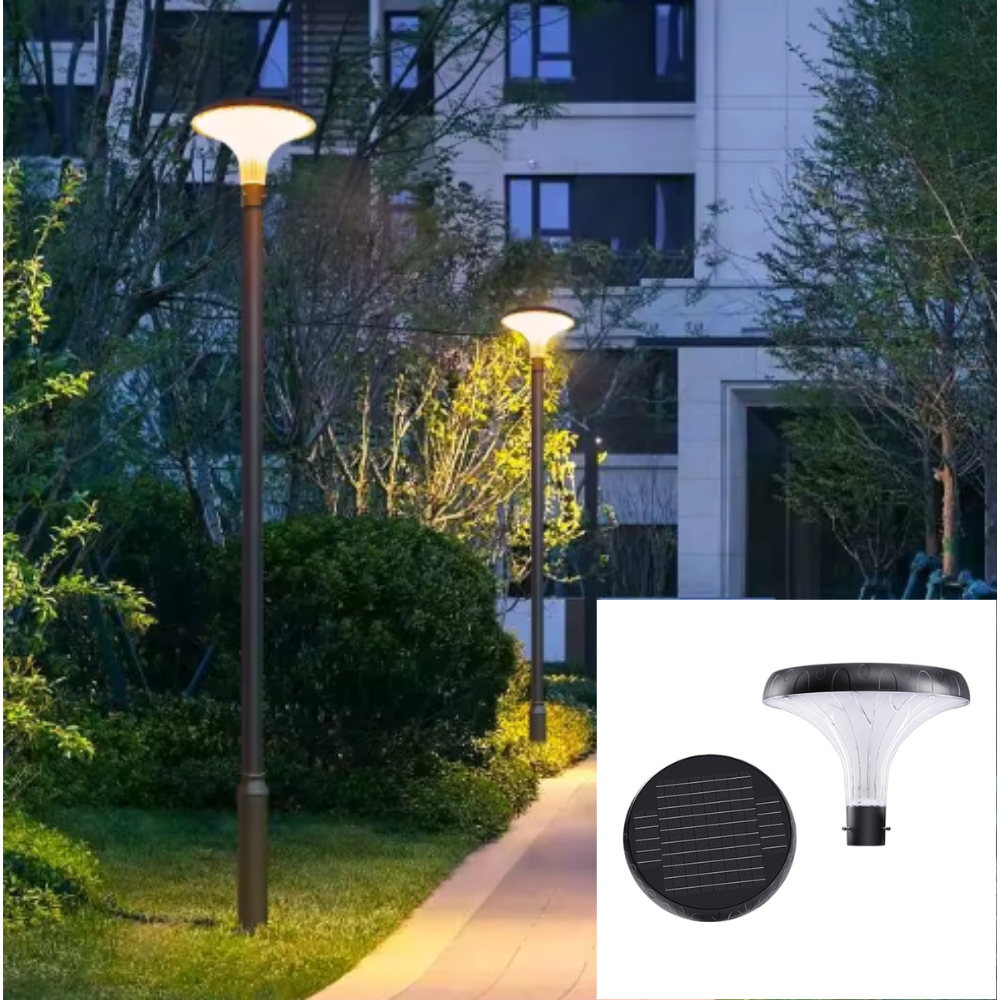 BigM Solar Outdoor LED Post Light with 10 ft Tall Pole for Pathways, Parks, Gardens, Townhouse Complexes, Streets