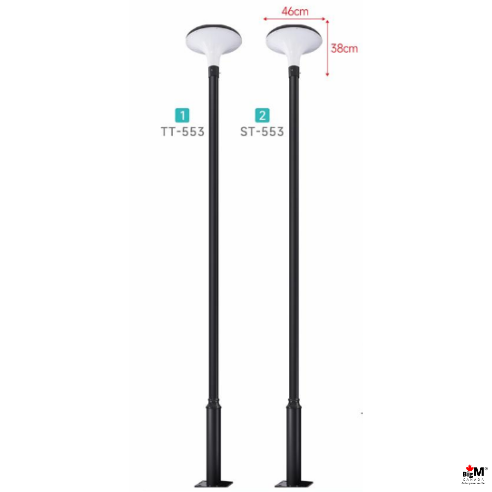 BigM Solar Outdoor LED Post Light with 10 ft Tall Pole for Pathways, Parks, Gardens, Townhouse Complexes, Streets