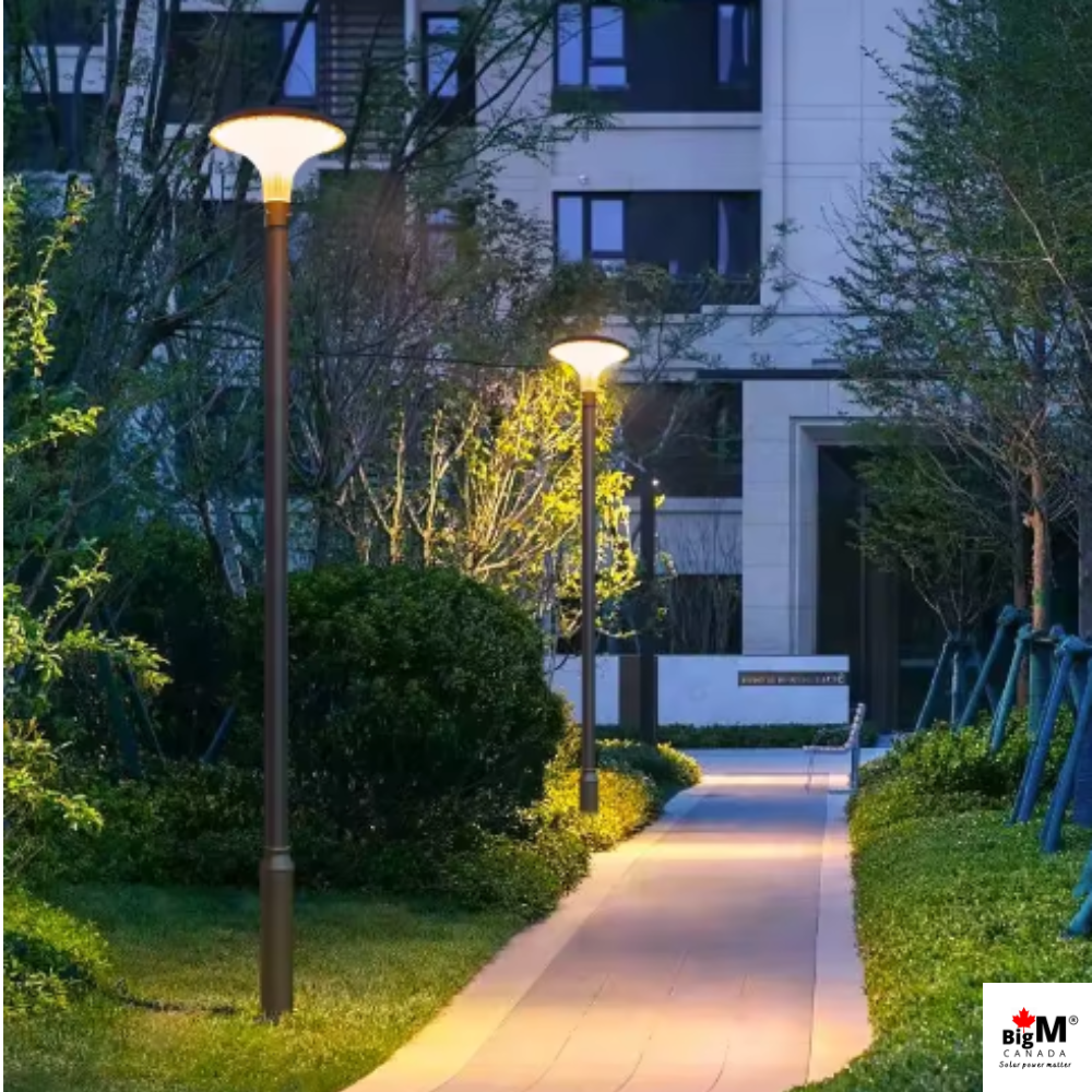 BigM Solar Outdoor LED Post Light with 10 ft Tall Pole for Pathways, Parks, Gardens, Townhouse Complexes, Streets