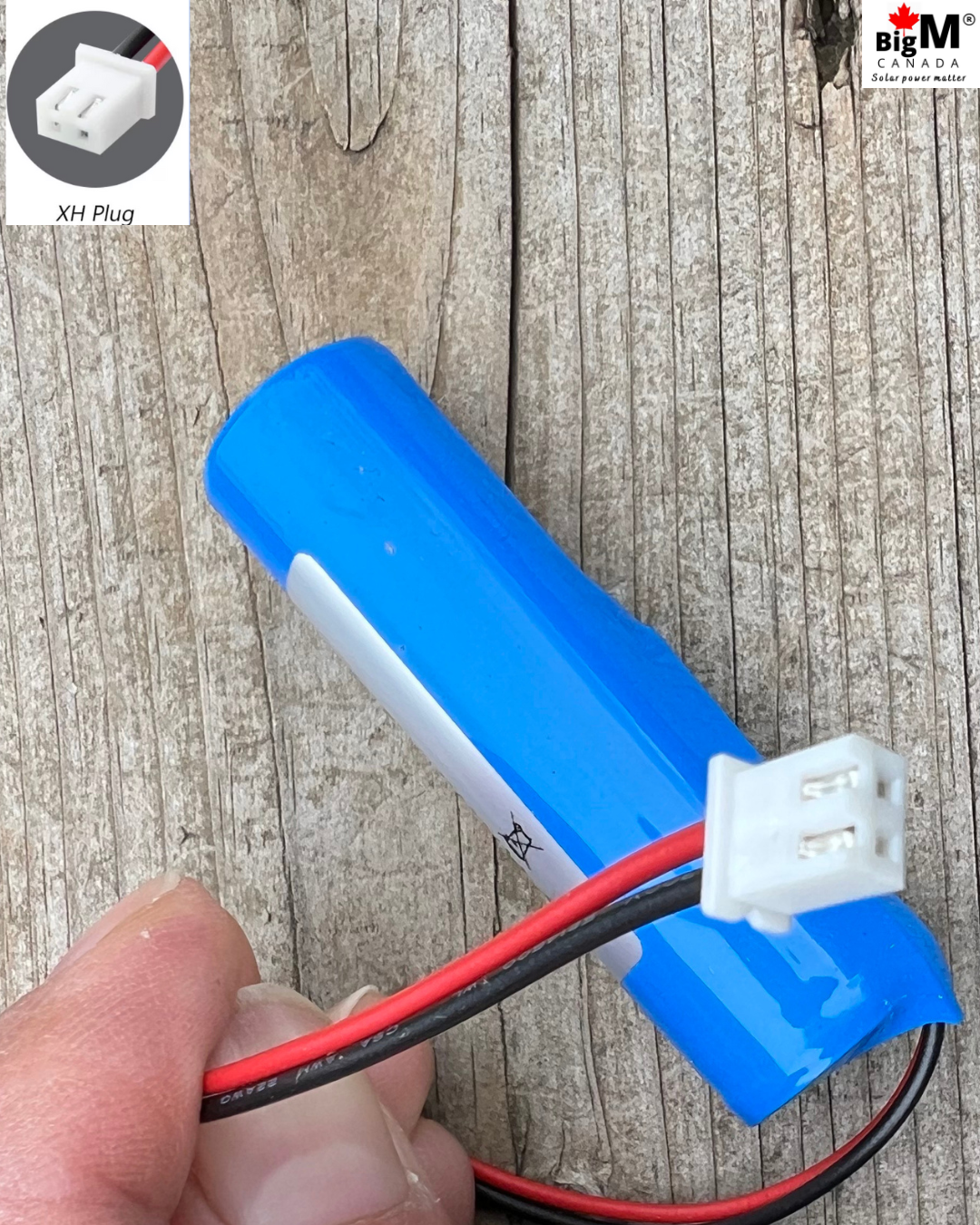 Image of BigM 3.7V 3000mAh  rechargeable 18650 battery with wire connector 2 pin plug For solar lights, flash lights, electronic devices