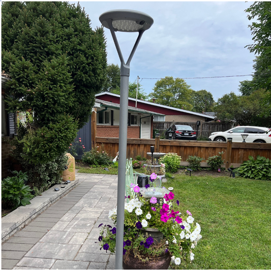 BigM Solar Outdoor Post Light with Motion Sensor, Steady Lighting Options & 7 ft Pole for Gardens, Pathways, Driveways & Pillar Tops