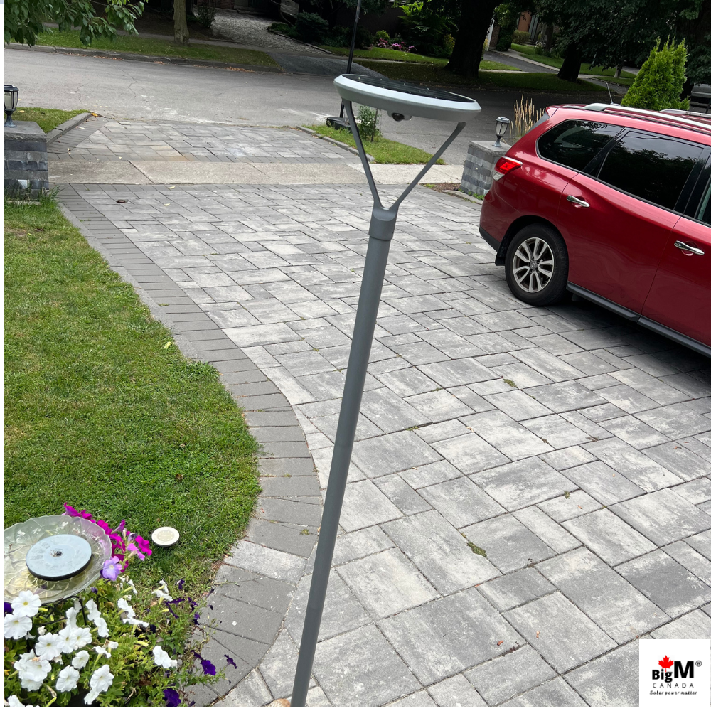 BigM Solar Outdoor Post Light with Motion Sensor, Steady Lighting Options & 7 ft Pole for Gardens, Pathways, Driveways & Pillar Tops