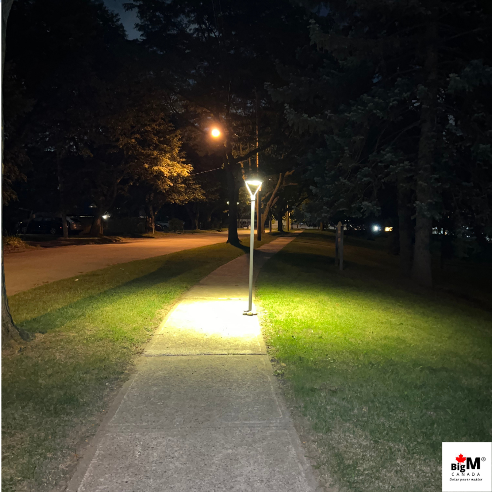 BigM Solar Outdoor Post Light with Motion Sensor, Steady Lighting Options & 7 ft Pole for Gardens, Pathways, Driveways & Pillar Tops