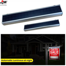 Cargar imagen en el visor de la galería, This outdoor BigM wireless solar billboard lighting fixture auto-on at dusk and turns off at dawn. A great choice for outdoor sign lighting without any maintenance.
