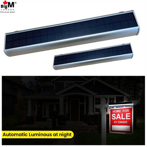 This outdoor BigM wireless solar billboard lighting fixture auto-on at dusk and turns off at dawn. A great choice for outdoor sign lighting without any maintenance.