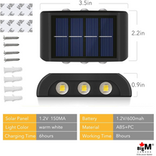 Load image into Gallery viewer, BigM solar wall lamp for outdoor decorations come with required screws, double sided tapes
