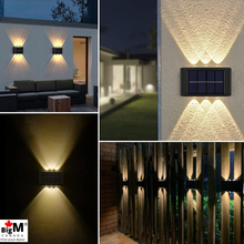 Load image into Gallery viewer, This BigM solar wall light is IP65-graded waterproof, rustproof, and oxidation resistant. This outdoor solar light can withstand Canadian winter weather, heavy rain, and heat.

