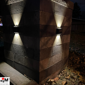 This BigM solar wall light is easy to install. No wiring or adapters are required. You can install this on all types of walls with the attached screws and double-sided tape. This wall light can be installed on walls, corridors, gardens, porches, terraces, garage doors, and fences. decks, patios.