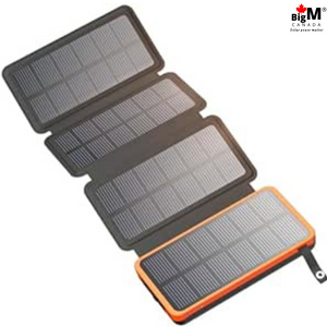 BigM solar charging power bank has 4 easy foldable solar panels