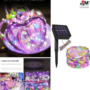 Super-Brilliant Solar Powered LED String Light 33 ft long string with 100 bright LED bulbs made of thin and flexible copper wire, will easily build the shapes you want