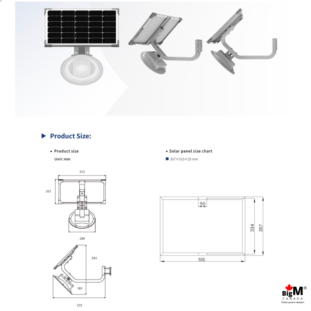 BigM Solar Pathway Light – 2000 Lumens with Adjustable Solar Panel & Steady Lighting