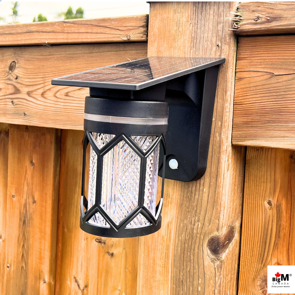 BigM solar wall mounted lamp with constant warm white lighting for outdoor walls, pathways