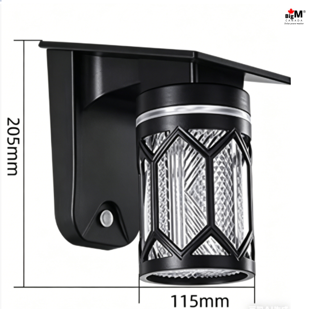 BigM solar wall mounted lamp with constant warm white lighting for outdoor walls, pathways