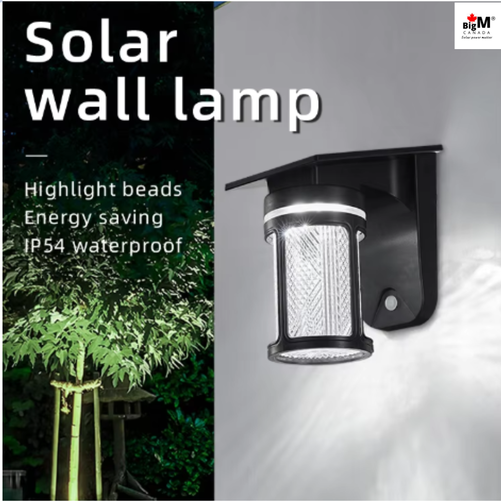 BigM solar wall mounted lamp with constant warm white lighting for outdoor walls, pathways