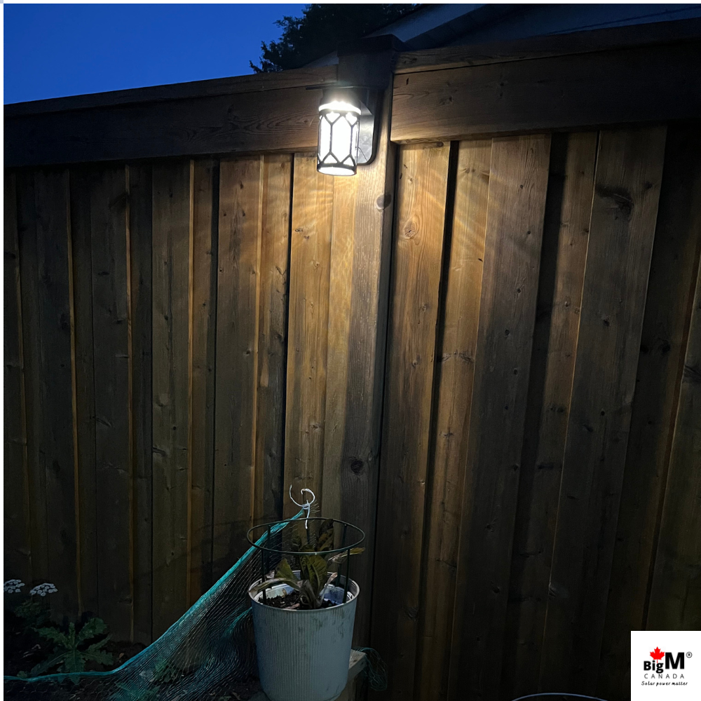 BigM solar wall mounted lamp with constant warm white lighting for outdoor walls, pathways