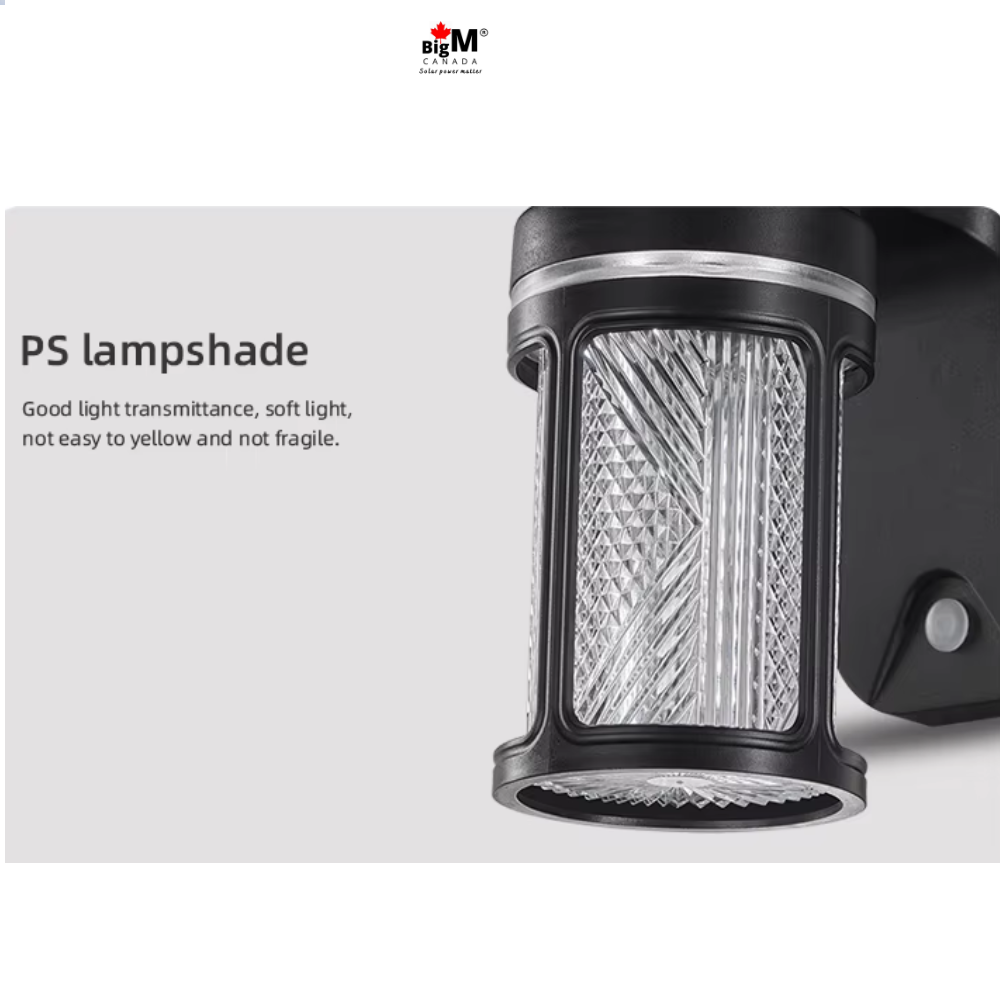 BigM solar wall mounted lamp with constant warm white lighting for outdoor walls, pathways