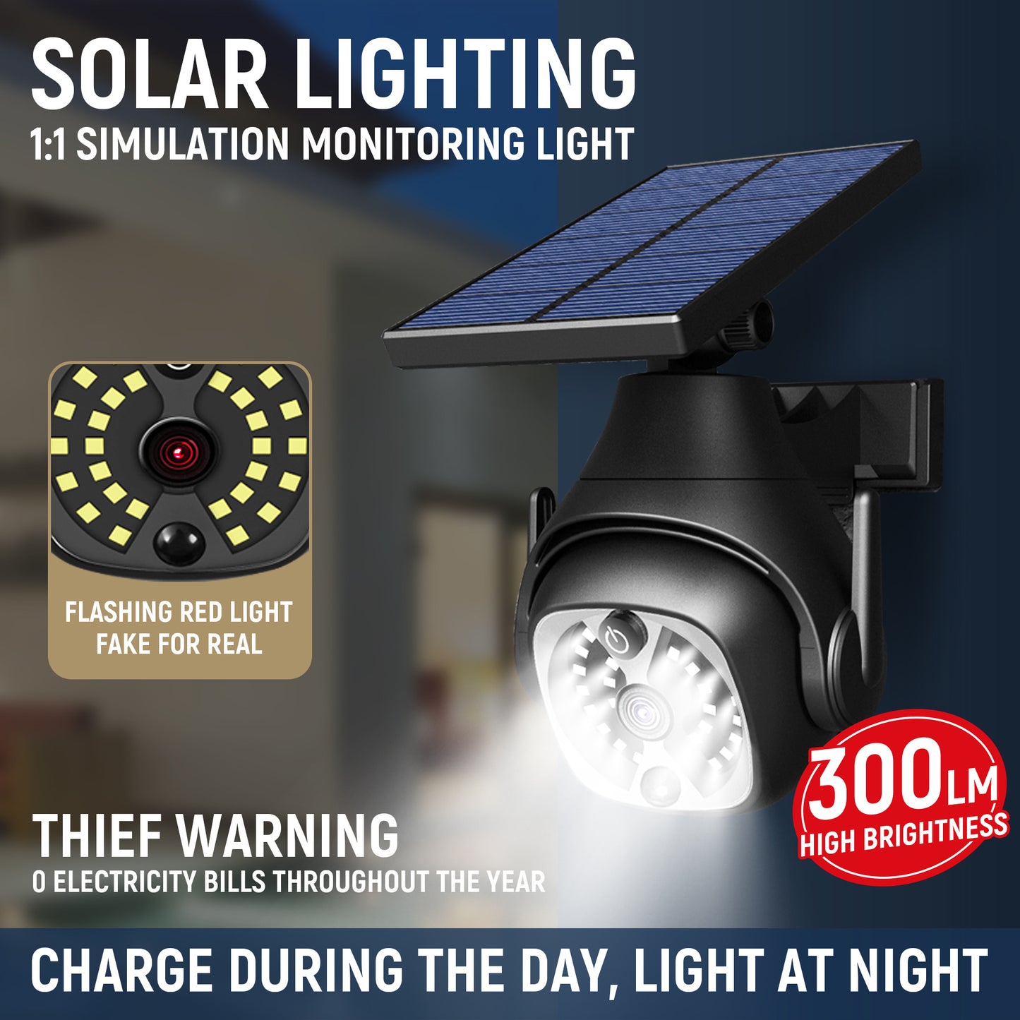 BigM Solar Fake Security Camera & Motion Sensor Floodlight for Outdoor