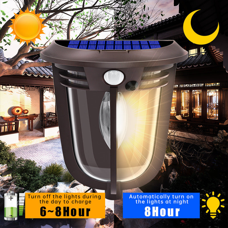 Solar Porch Light with Motion Sensor charges during day time and turns on after evening
