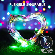 Load image into Gallery viewer, This BigM 33 ft long multicolor fairy string light with 100 bright multicolor LED bulbs made of thin and flexible copper wire, will easily build the shapes you want, with a steady 360-degree viewing angle that illuminates in every direction. LED string lights produce a warm-white soft glow which lends a festive touch to varied areas such as lamp boxes, porches, gardens, yards, patios, balconies, and more.
