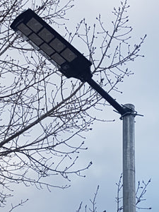 BigM heavy duty 1200w solar street light is installed  at a commercial parking lot by customer