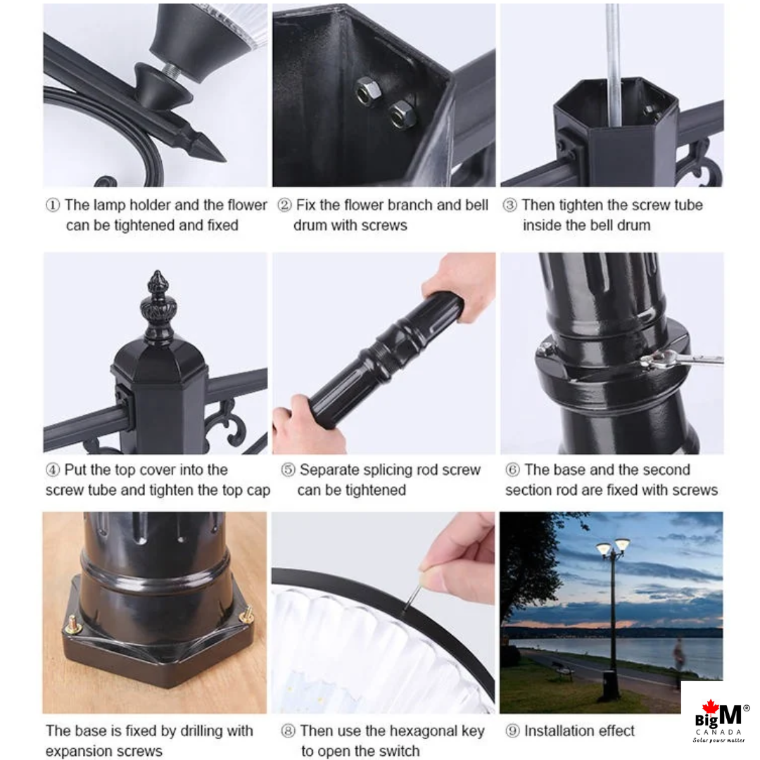 BigM European Vintage Style Solar Royal Garden Lights for Lawns, Gardens, Pathways & Backyards