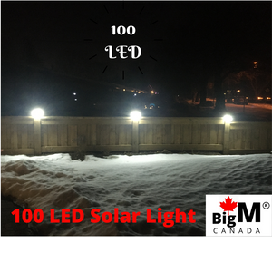 Image of a BigM Super Bright Wireless 100 LED Solar Lights with Motion Sensor generate bright light on a driveway