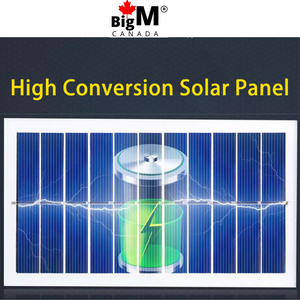 BigM 3000 Lumens LED Solar Motion Sensor Light has a large high absorbing efficient monocrystalline silicon solar panel that helps the 2400mah battery charge faster during the day time