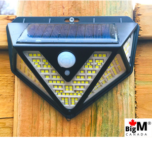 BigM 166 LED Bright Solar Light with Motion Sensor for Outdoor installed on a fence post