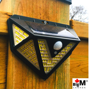 BigM 166 LED Bright Solar Light with Motion Sensor is installed on a walkway of a house