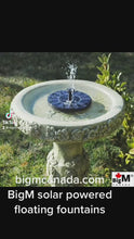 Load and play video in Gallery viewer, BigM Solar Floating Fountain for Bird Baths Ponds Garden Decorations
