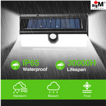 Load image into Gallery viewer, BigM 190 LED Bright Outdoor Solar Security Lights with Motion Sensor is IP65 waterproof, can survive through Canadian extreme cold winter weather
