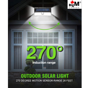 BigM 190 LED Bright Outdoor Solar Security Lights with Motion Sensor light up wide areas at night