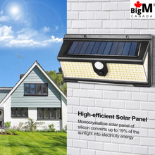 Load image into Gallery viewer, BigM 190 LED Bright Outdoor Solar Security Lights are easy to install on the wall, fence posts, backyards, driveways
