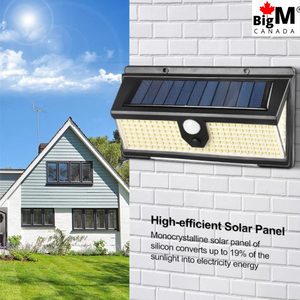 BigM 190 LED Bright Outdoor Solar Security Lights are easy to install on the wall, fence posts, backyards, driveways