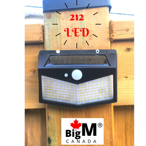 BigM  212 LED Best Solar Security Light is installed on the fence post of a house